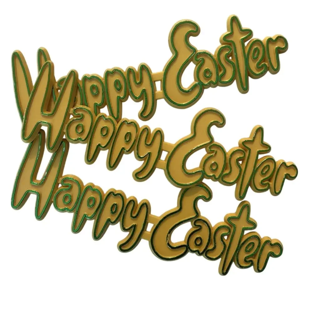 Lot of 19 Vintage Plastic Cake Decoration Toppers Happy Easter Bunny Writing